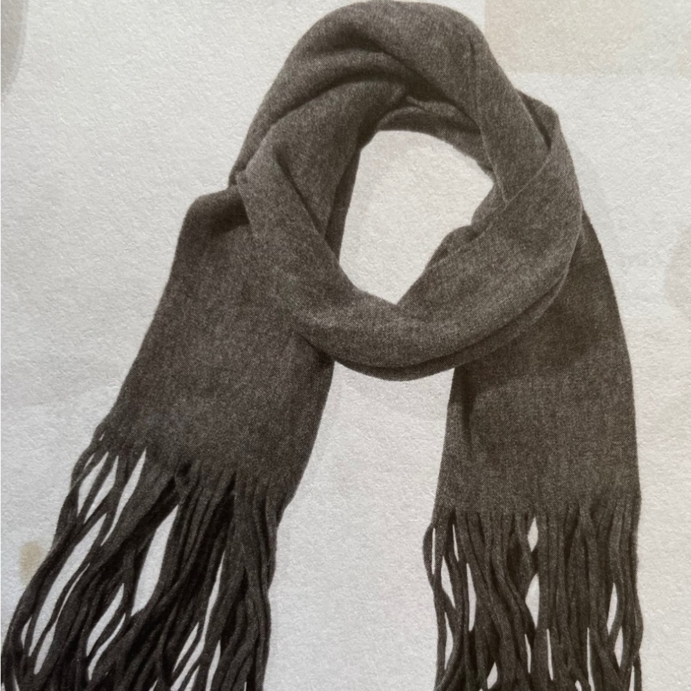 Lucky Brand Solid Brushed Tassled Scarf Dark Gray